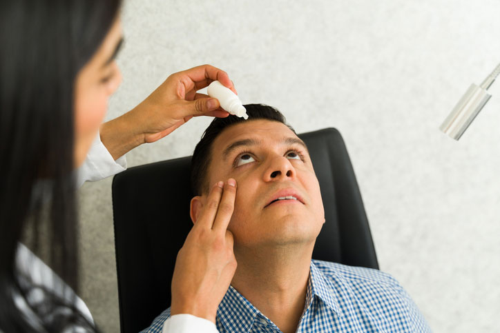 Man receiving drops for the best LASIK eye surgery in Lubbock, TX.