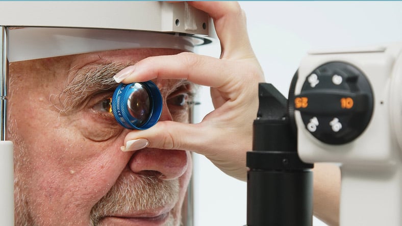 Glaucoma specialist performing SLT laser treatment at West Texas Eye Associates in Lubbock, TX.