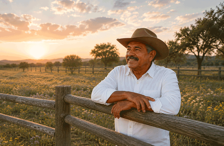West Texas Eye Associates patient enjoying clearer distance vision across a West Texas ranch at sunrise after discussing cataract surgery astigmatism treatment and advanced lens options.