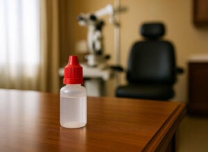 Tratamiento del edema macular cistoide con gotas oftálmicas antiinflamatorias tópicas en la mesa de exploración